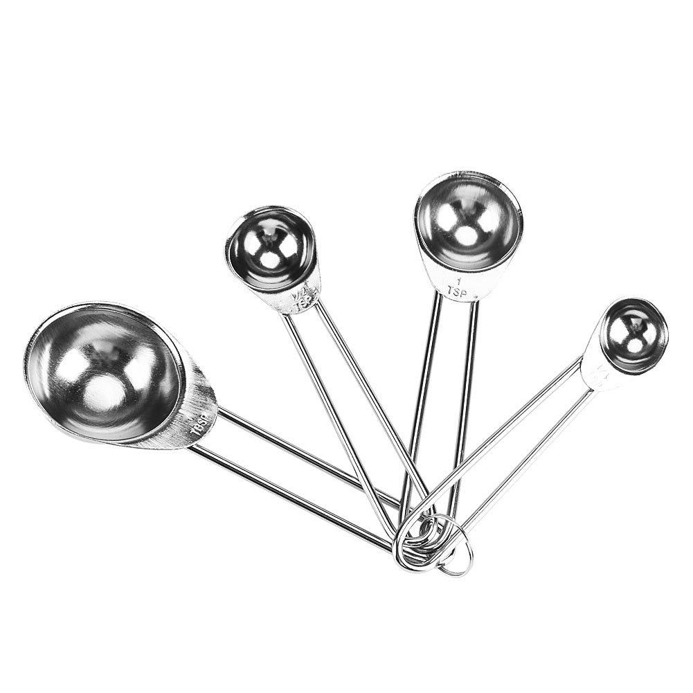 8pcs set Stainless Steel Measuring Cups&Spoons Kit Sugar Coffee Milk Kitchen Gadget Baking Tool